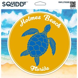 Squiddy Holmes Beach Vacation Beach Town - Vinyl Sticker for Car, Laptop, Notebook (4" high)