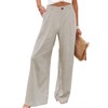 Hooever Womens Cotton Linen Pants Casual Button Up High Waisted