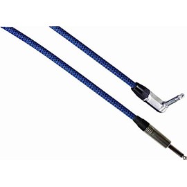 Black/NEON Blue Designer Series Guitar Cables - 1/4" Straight to 1/4" Right Angle