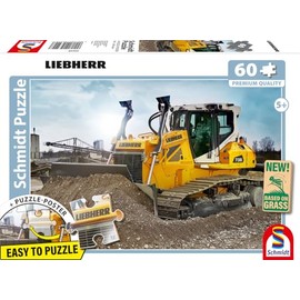 Schmidt Spiele 56549 Liebherr PR736 Bulldozer 60 Pieces Children's Puzzle Made of Grass Cardboard Multi-Coloured