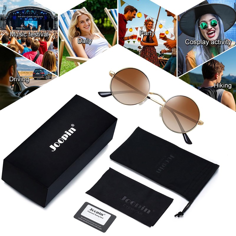 Joopin Retro Round Sunglasses Small Circle Sun Glasses Polarized UV