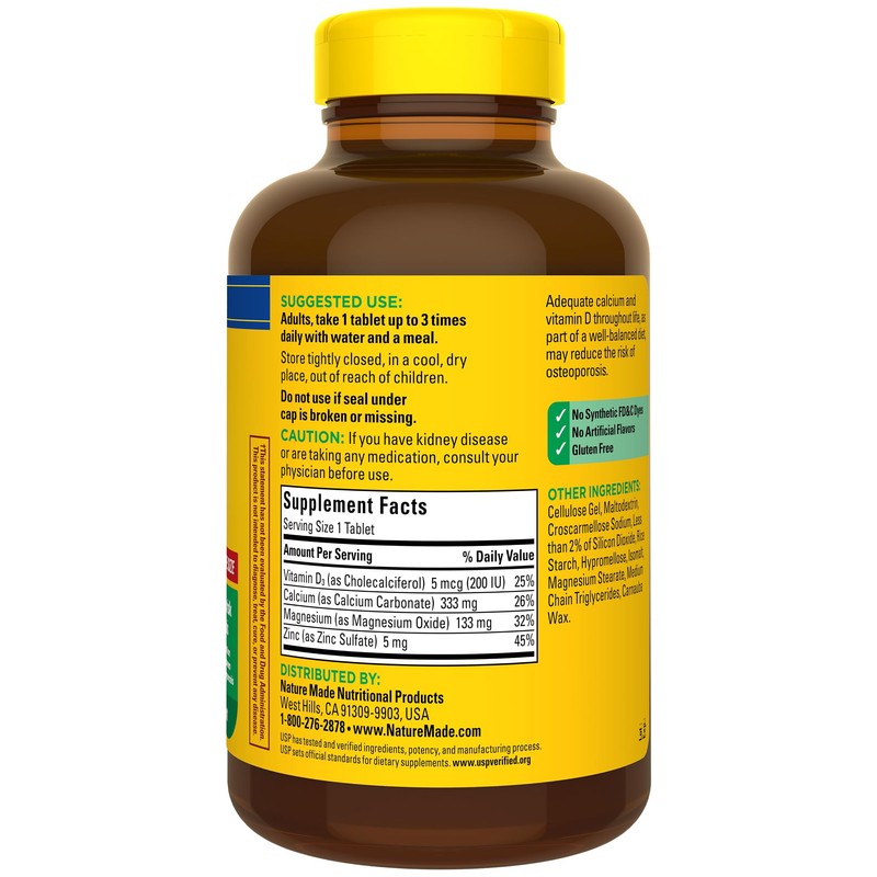 Nature Made Calcium Magnesium Zinc with Vitamin D3, Dietary Calcium