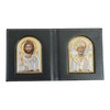(K-03-01) Jesus Christ - Saint Nicholas/Byzantine Silver Orthodox Pocket Icon/Greek/Handmade