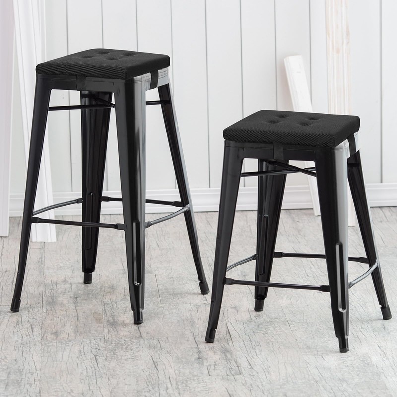 baibu 12 Inches Square Stool Cushions with Ties for Bar