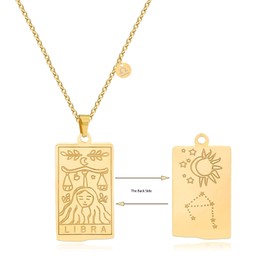 2Pcs Silver Zodiac Necklace for Women 12 Constellation Sign Necklace CZ Astrology Zodiac Star Necklace Birthday Gifts with Message Card Christmas Gifts 2023