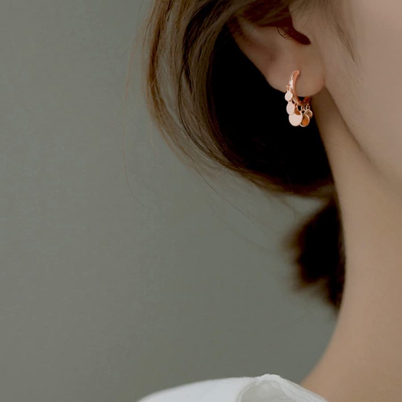 SLUYNZ 925 Sterling Silver Disc Huggie Hoop Earrings for Women