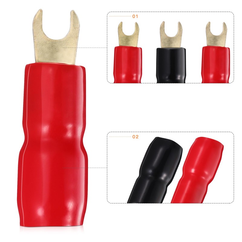 VICASKY 10 Pairs Durable Gold Plated Crimp Barrier Spades Fork