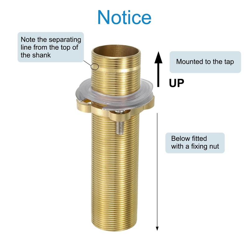 uxcell Faucet Mount Extension Shank 5"x 1.25" Brass Pipe Faucet
