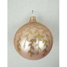 Unbranded NEW Christmas Ball Soft Pink Metallic Gold Leaf Embossed Golden Radiance Holiday