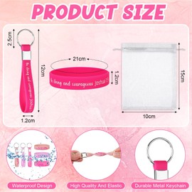 48 Pcs Bible Verse Silicone Bracelets Religious Keychains Set Motivational Employee Staff Coworkers Appreciation Wristband Inspirational Christian Gifts Church Favor for Women Men School Student Gifts