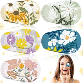 Geiserailie 50 Pcs Adhesive Eye Patches for Adults with 5 Styles Vintage Boho Flower Designs Adhesive Bandages Soft Concave Shape Eyepatches for Lazy Eye Women Girl Valentine's Day Gift
