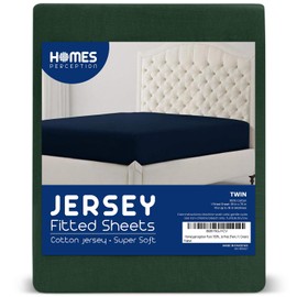 Homesperception Pure 100% Cotton Fitted Sheet – Comfy Stretch Fabric – Deep Pocket Fitted Sheet Wrinkle-Free (Hunter Green, Twin)