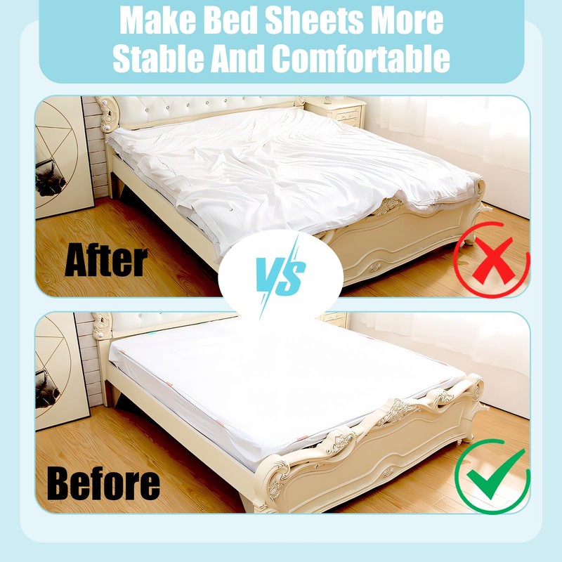 Pack of 2 Bed Sheet Tensioners, Adjustable, Elastic Bed Sheet