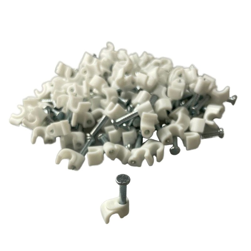 500 x White Round Cable Clips 4mm