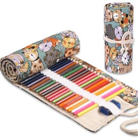 COYUN 1 x 72 Holes Packaging Holder Pencil Wrap Box Pencil Holder Pencil Case Large Pencil Case Girls and Boys Cat Cartoon Pattern for Artists School