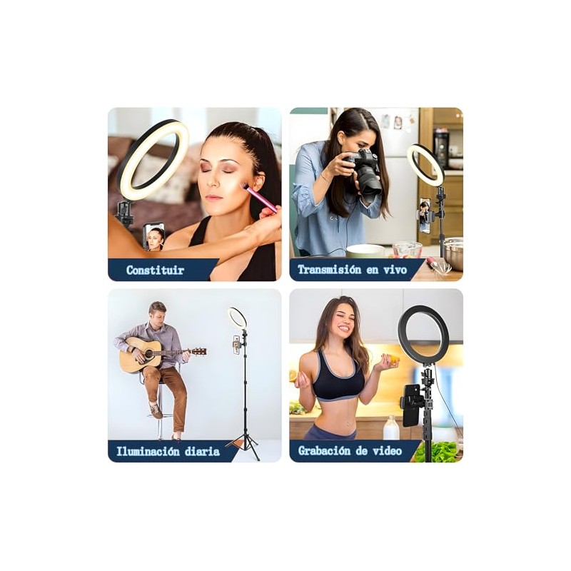 Luz de Anillo LED para selfie, Aro de luz Ajustable