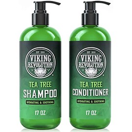 Viking Revolution Juego de champú y acondicionador de árbol de té, hidrata, hidrata y alivia el cuero cabelludo seco y con picazón, con aceite de árbo