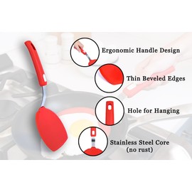 Dalup Enterprises Wide Silicone Pancake Spatula – Large Heat-Resistant Turner for Cooking | Nonstick Safe | Stainless-Steel Reinforced Core & Easy-Grip Handle