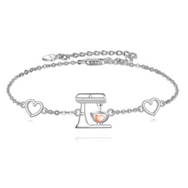 JERWLI Gifts for Bakers Sterling Silver Baker Bracelet Baking Jewelry for Bakers and Bake Lover Gift