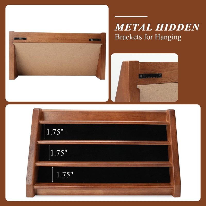 DecoWoodo Challenge Coin Display Case, 4 Row Solid Wood Military