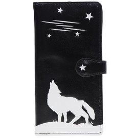 Shag Wear Women's Premium Vegan Clutch Cardholder Wallet Zipper Purse with Pretty Black Wolf