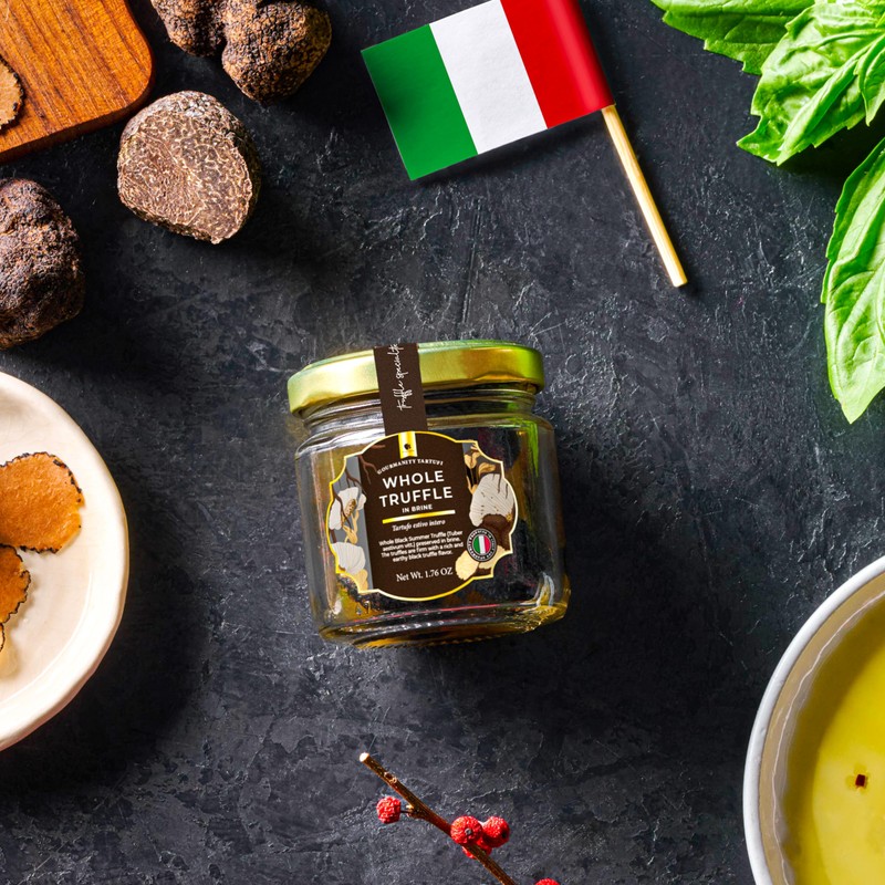 Gourmanity Tartufi Whole Black Truffles in Brine, Preserved Black Summer