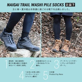 NAIGAI Trail Hiking Running Socks with Japanese Paper Yarn (TAKUMI <>) Pile Knit Short Length Arch Fit Support Made in Japan Lightweight UL Ultralight Outdoor Men's and Women's Socks