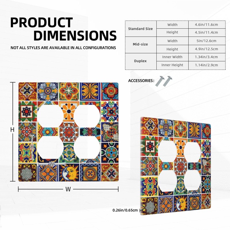 Yamxbfa Mexican Talavera Ceramic Tile Pattern Outlet Covers 2-Gang Duplex
