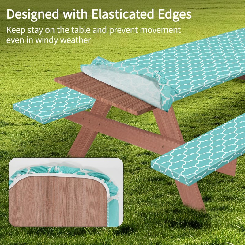 Picnic Table Cover with Bench Covers Waterproof Camping Tablecloth Flannel