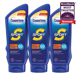 Coppertone SPORT Sunscreen Lotion Broad Spectrum SPF 50 Multipack (7 Fluid Ounce Bottle, Pack of 3)