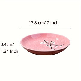 Juego de 4 platos de cerámica de estilo japonés – Platos de cena de inspiración asiática de 7 pulgadas con 4 patrones únicos, aptos para microondas y lavaplatos, diseños artesanales hechos a mano,