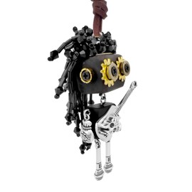 NONBRAT Steampunk Rockstar Robot Pendant Necklace with Guitar, Unique Artisan Jewelry (DreadOmar)