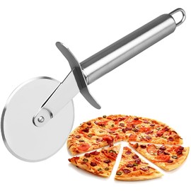Cortador de pizza de acero inoxidable clásico con rueda metálica afilada para cortes finos y precisos, para Restaurantes, uso Comercial