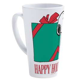 CafePress Snoopy Holiday Present 17 oz Latte Mug