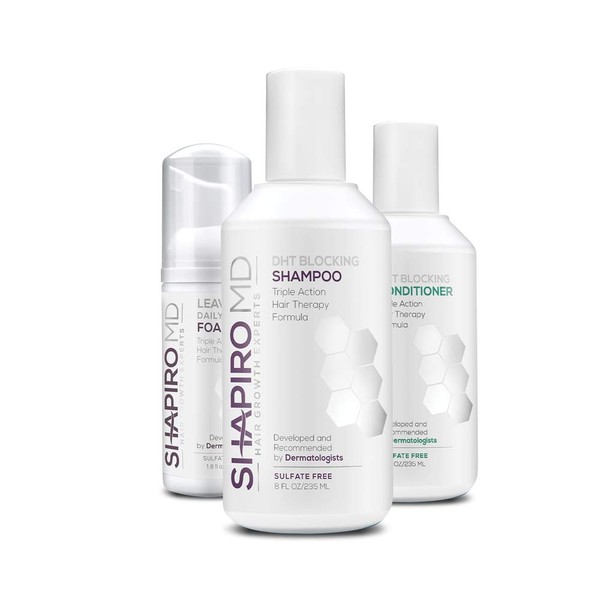 Shapiro MD Natural Hair Kit for Thicker, Fuller, Healthier Looking Hair - Including Shampoo, Conditioner, and Leave-In Daily Foam (2 Month)