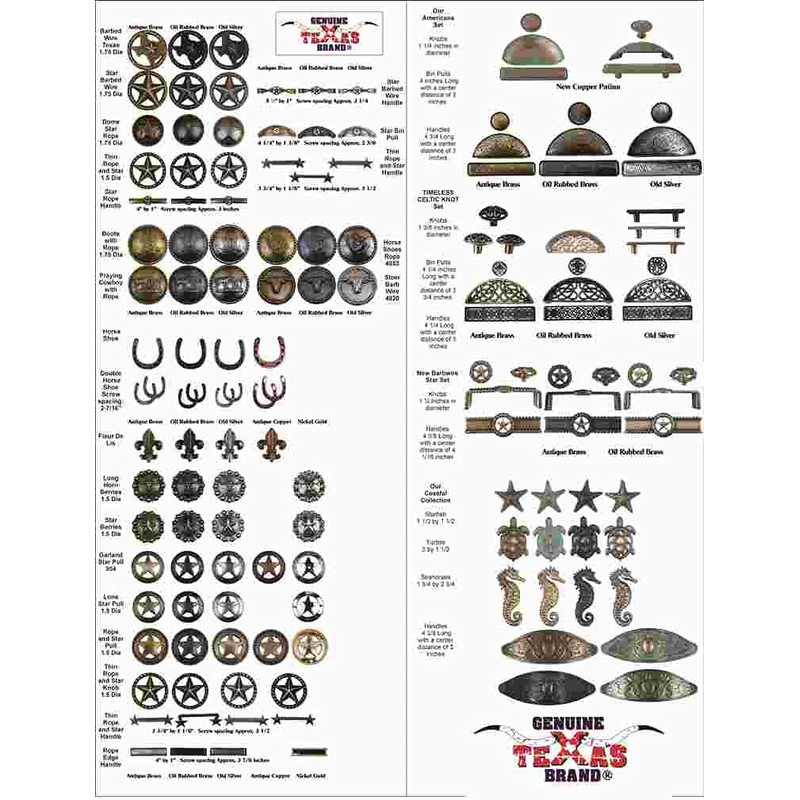 Set of 6 Horseshoe Drawer Pull Cabinet Knob Western Southwest