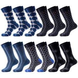12 Pack Dress Socks for Men- Fancy Argyle and Classic Pattern Dress Socks