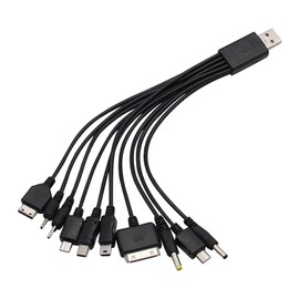 PurYupearl Black 10 in 1 Universal USB Cable, Multiple Universal Charging Cable for Cell Phones Blutooth Earphone Speaker Adapter Cable, 20cm Data,USB Cables and Interconnects Cables Interconnects