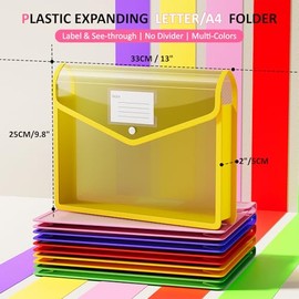 ThinkTex - Carpeta de archivos expansible de plástico, sobres transparentes con cierre de broche, adecuada para hogar, oficina, escuela y hospital, gr