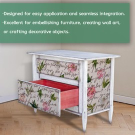 Flortlias Antique Pattern Decoupage Tissue Paper, DIY Art Tissue, Decor Paper Sheet for Furniture, Wall, Living Room and Nightstands, Vintgae Watercolor Floral, Letter 16.54" x19.69"