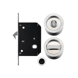 Sliding Pocket Door Bathroom Privacy Lock Set (Satin Nickle)