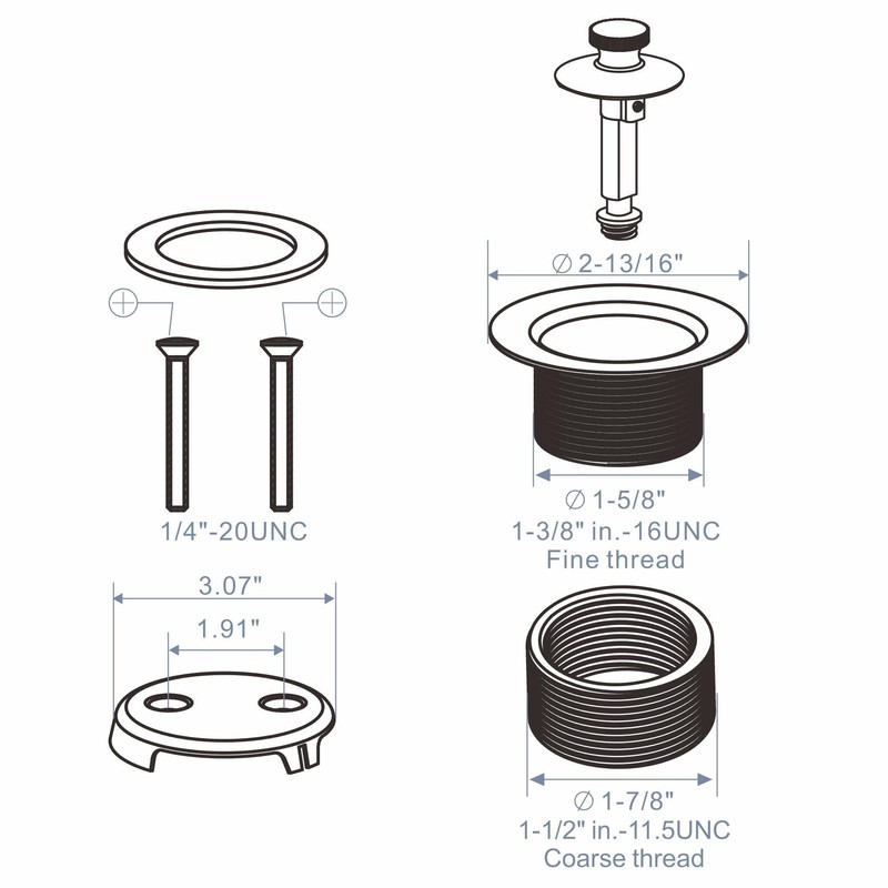 HIDROP Gold Brushed tub Drain Lift &Turn Tub Trim Set
