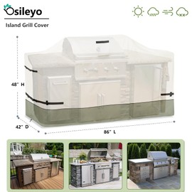 Osileyo 86 Inch Island Grill Cover - 600D Heavy Duty Waterproof All Weather Protection Outdoor Cover,Beige&Grayish Green
