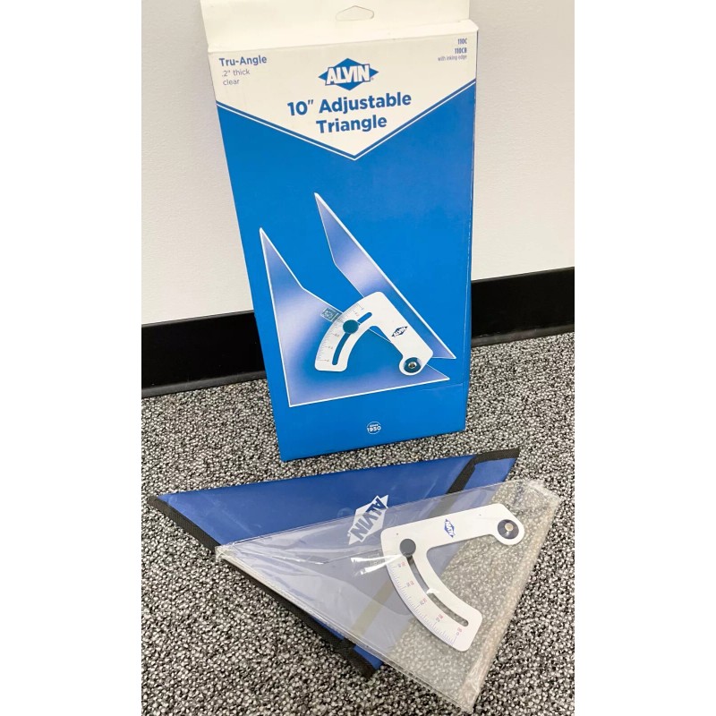 ALVIN 110C Tru-Angle, Adjustable Triangle w/Inking Edge Aluminum NEW -