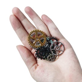 CHEERYMAGIC Steampunk Gears, 50 Gram Cogs and Gears Assorted Antique Steampunk Craft for Crafting Jewelry Making Accessories A6-CLPJ