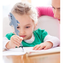 Puzzled Gray Shark Plush Pen,7 Inch Cute & Soft Stuffed Toy Ballpoint Plushie Novelty Pens Creative Educational Writing Products Marine Life Themed for Kids, Children, Student School & Office Supplies