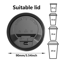 400 Pack Coffee Cup Lids, Black Plastic Dome Lids for 10/12/16/20/24 oz Paper Cups - Leak-Proof Disposable Lids for Hot/Cold Drinks (3.54 Inches/90 mm)