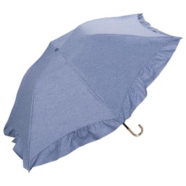 [2025] Wpc. 801-13217-102 Parasol Blackout Dome Umbrella, Ruffle, Mini Blue, 100% Shading Ratio, UPF50+/Heat/Rain Protection, UV Protection, Rain or Rain, 21.7 inches (55 cm), Folding Umbrella, Ribs,