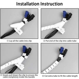 COOYA Cable Management Sleeve Cord Organizer Concealer for TV/Computer/Office, 60 Inch Tools & Home Improvement Cable Sleeve Wrap Cover Cord Hider Management Wire Protector for Tidy Desk White