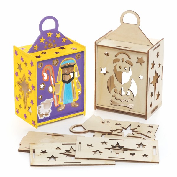 Baker Ross FC294 Nativity Wooden Lantern - Pack of 3,